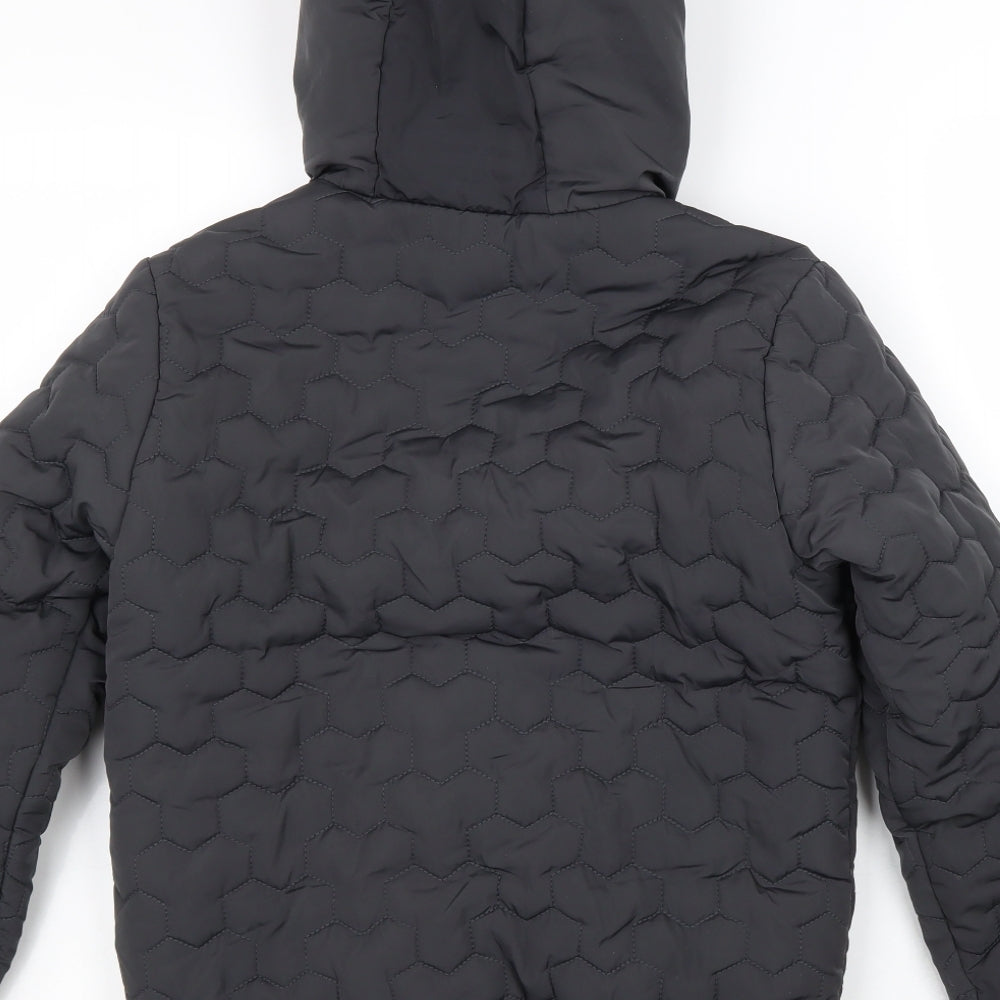 F&F Boys Grey Quilted Jacket Size 11-12 Years Zip