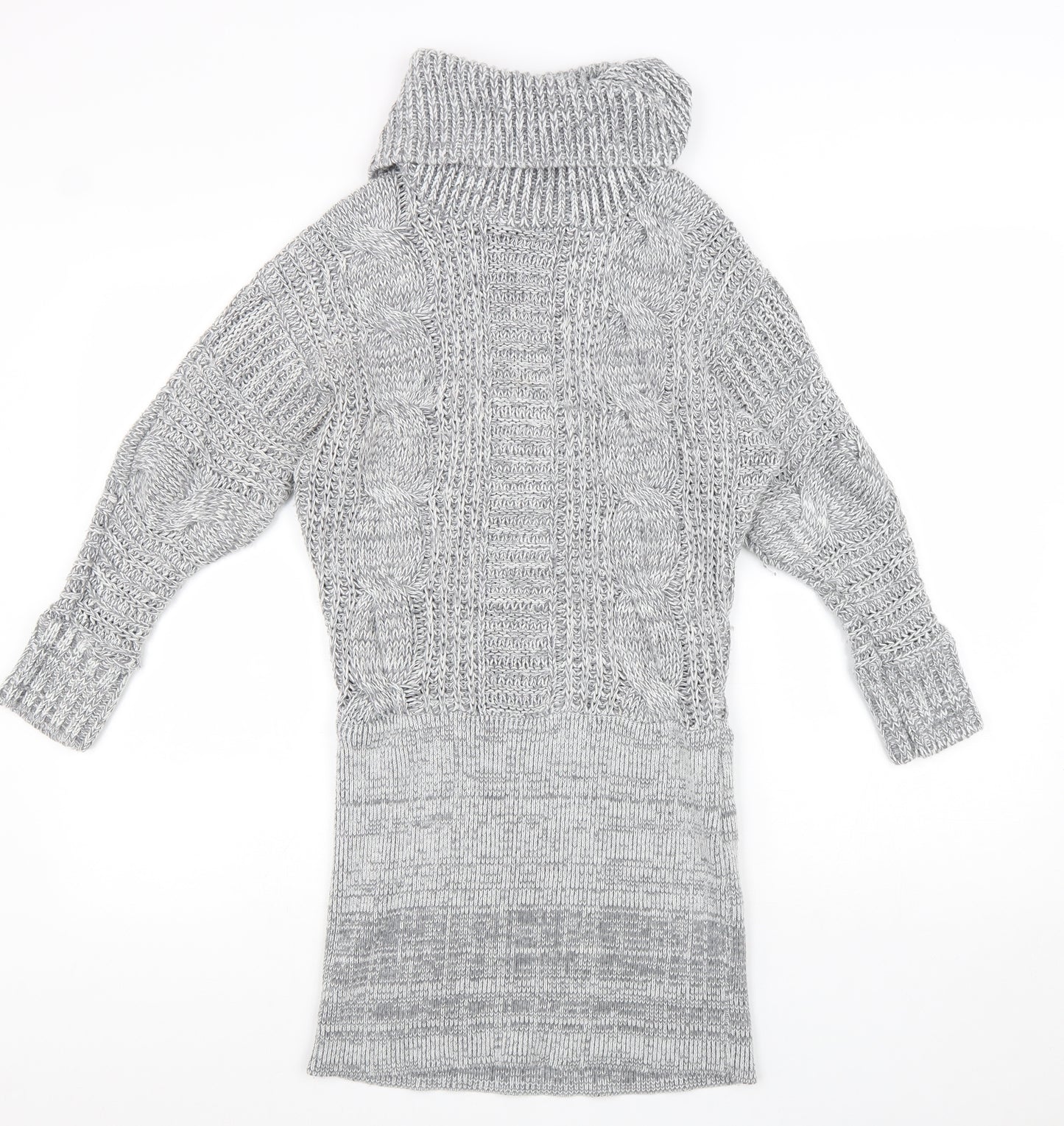 Lipsy Womens Grey Roll Neck Acrylic Tunic Jumper Size 10