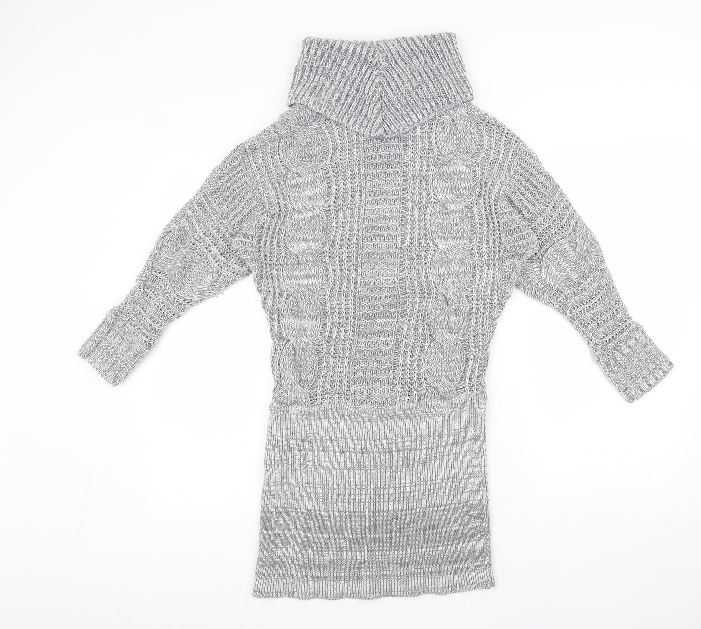 Lipsy Womens Grey Roll Neck Acrylic Tunic Jumper Size 10