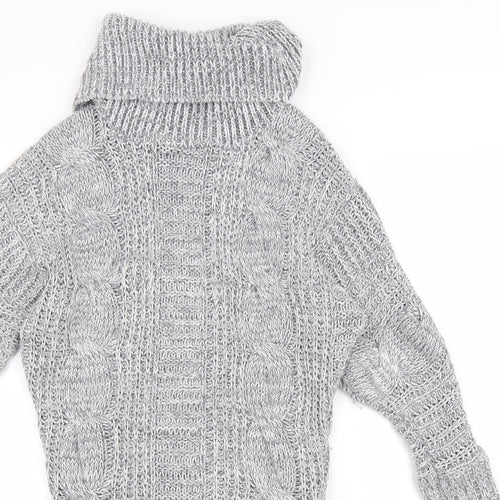 Lipsy Womens Grey Roll Neck Acrylic Tunic Jumper Size 10