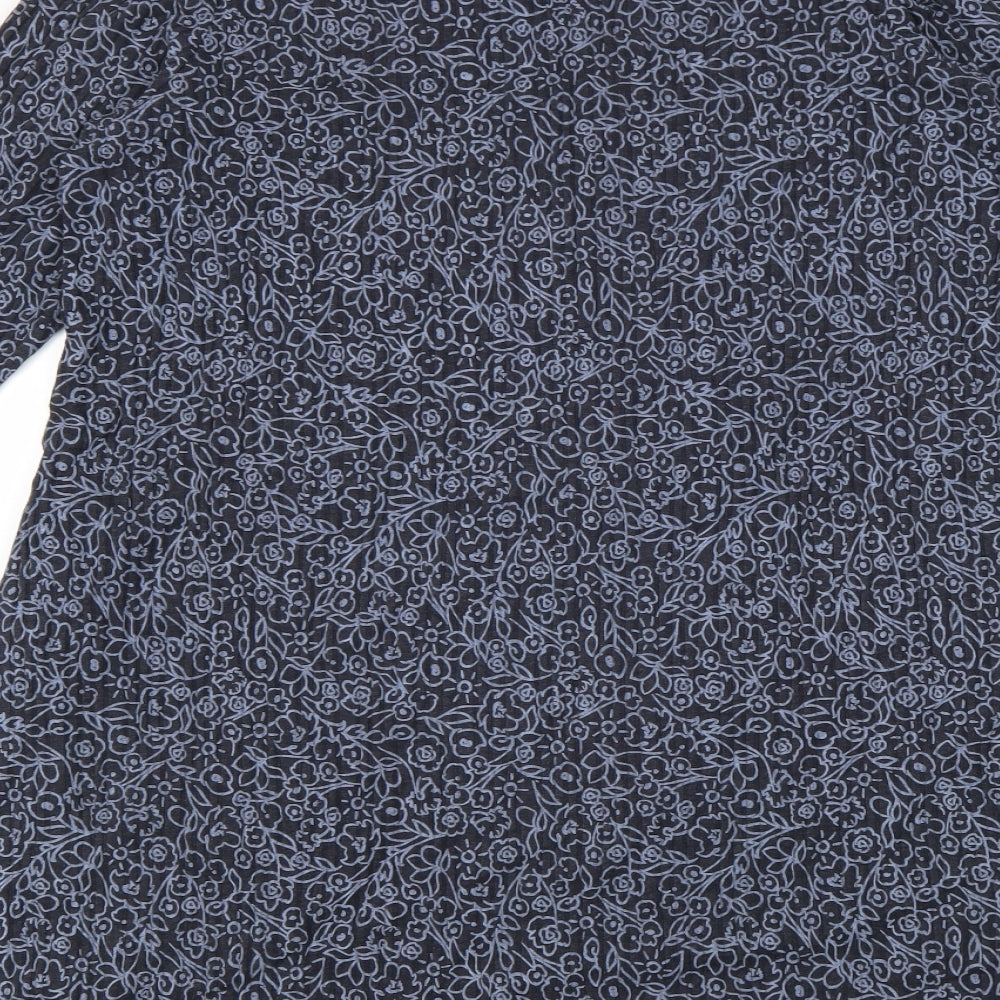 Marks and Spencer Womens Blue Geometric Viscose A-Line Size 16 Round Neck Pullover