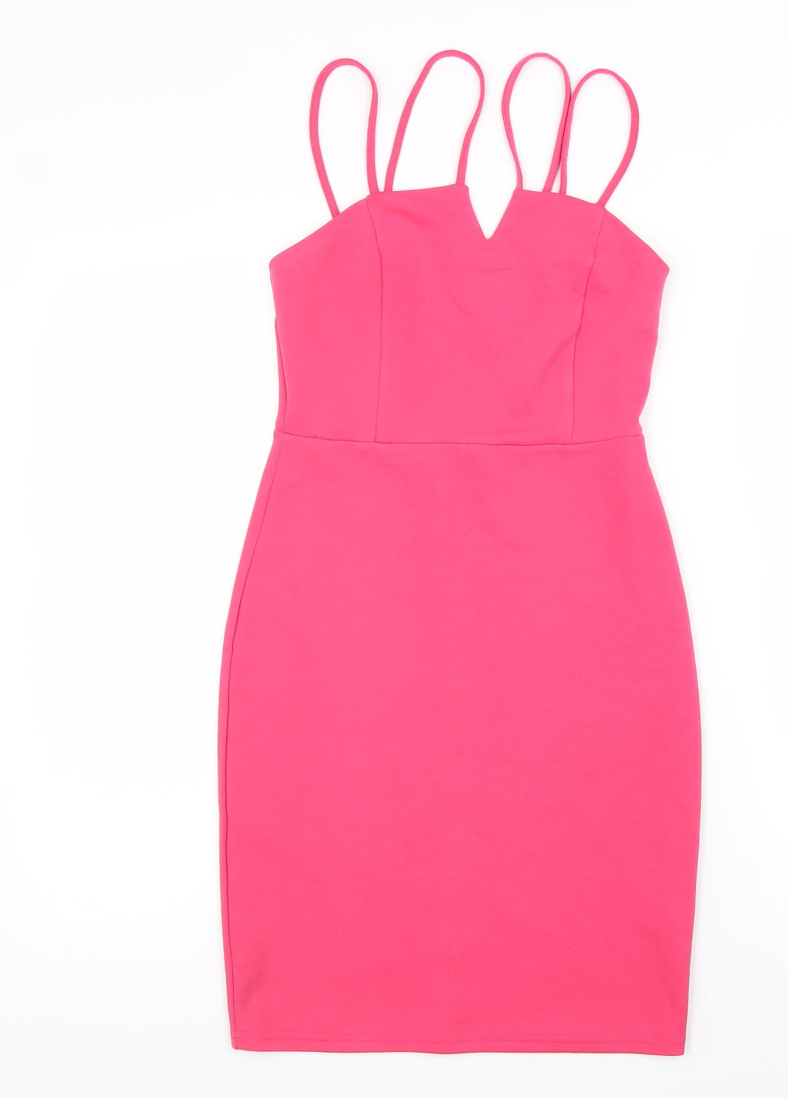 Primark Womens Pink Polyester Bodycon Size 8 V-Neck Pullover