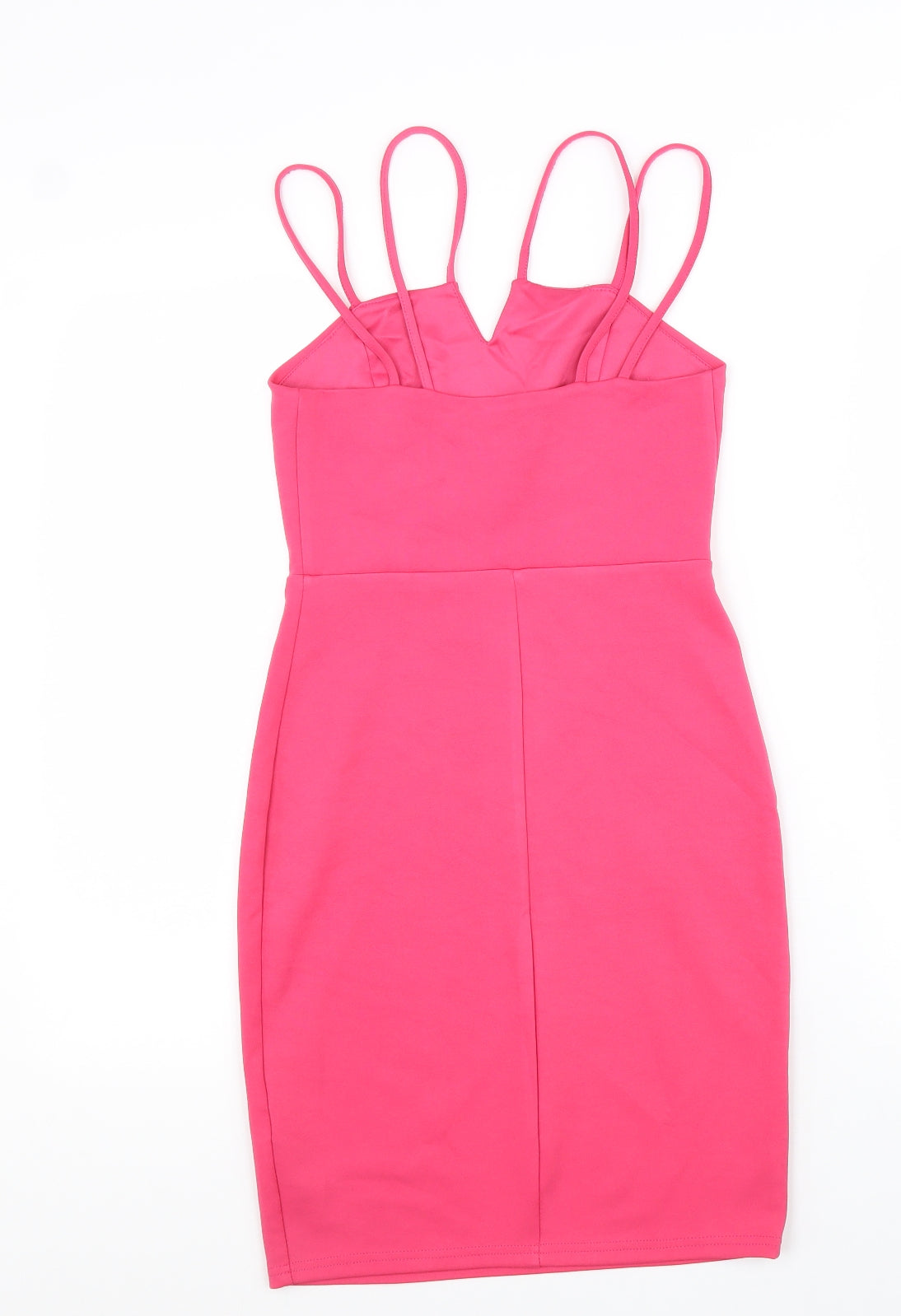 Primark Womens Pink Polyester Bodycon Size 8 V-Neck Pullover