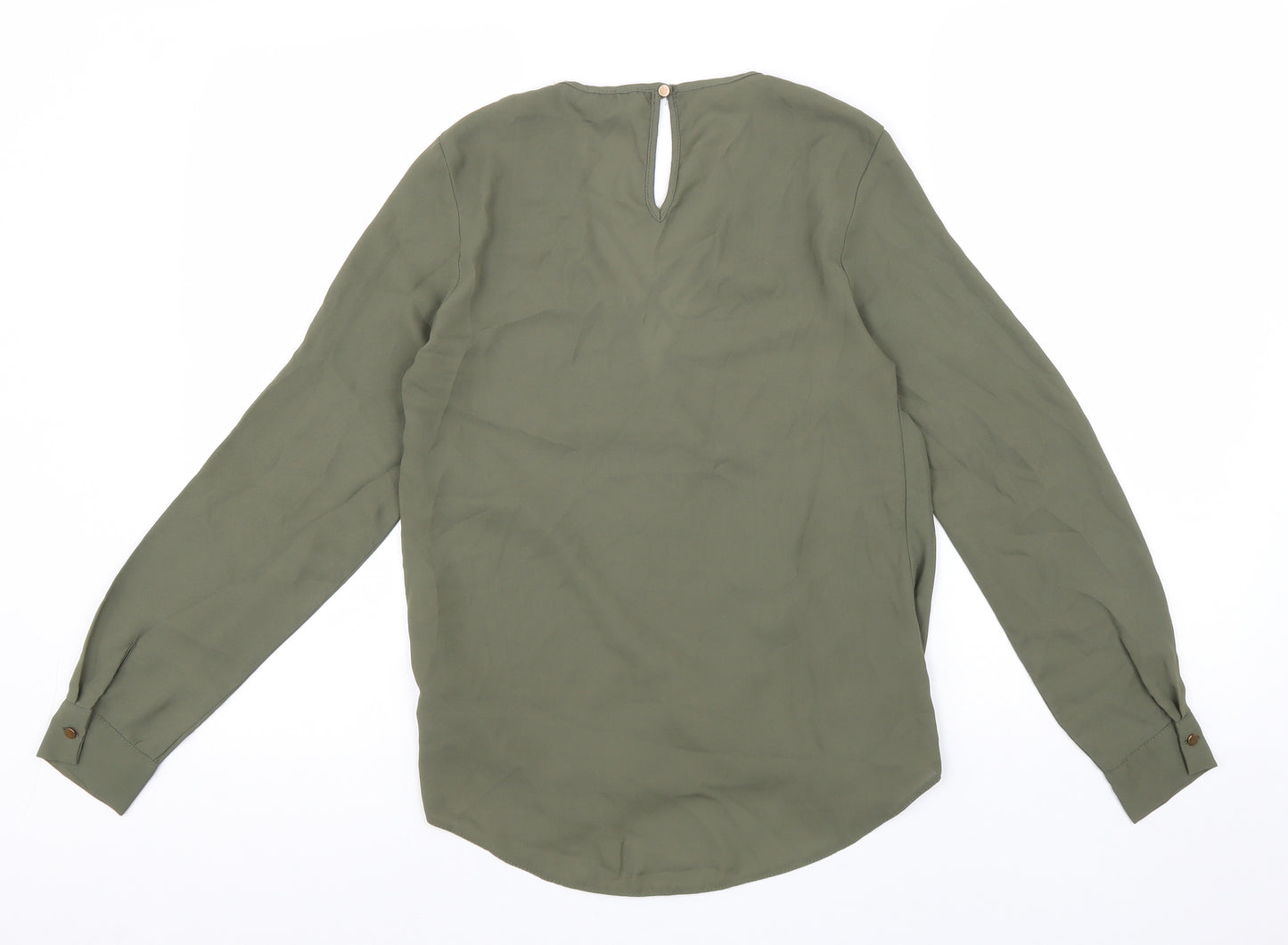 New Look Womens Green Polyester Basic Blouse Size 8 V-Neck