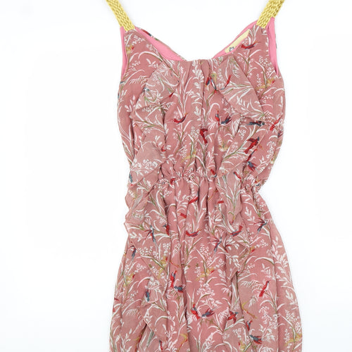 Lovestruck Womens Pink Geometric Viscose A-Line Size XS V-Neck Pullover