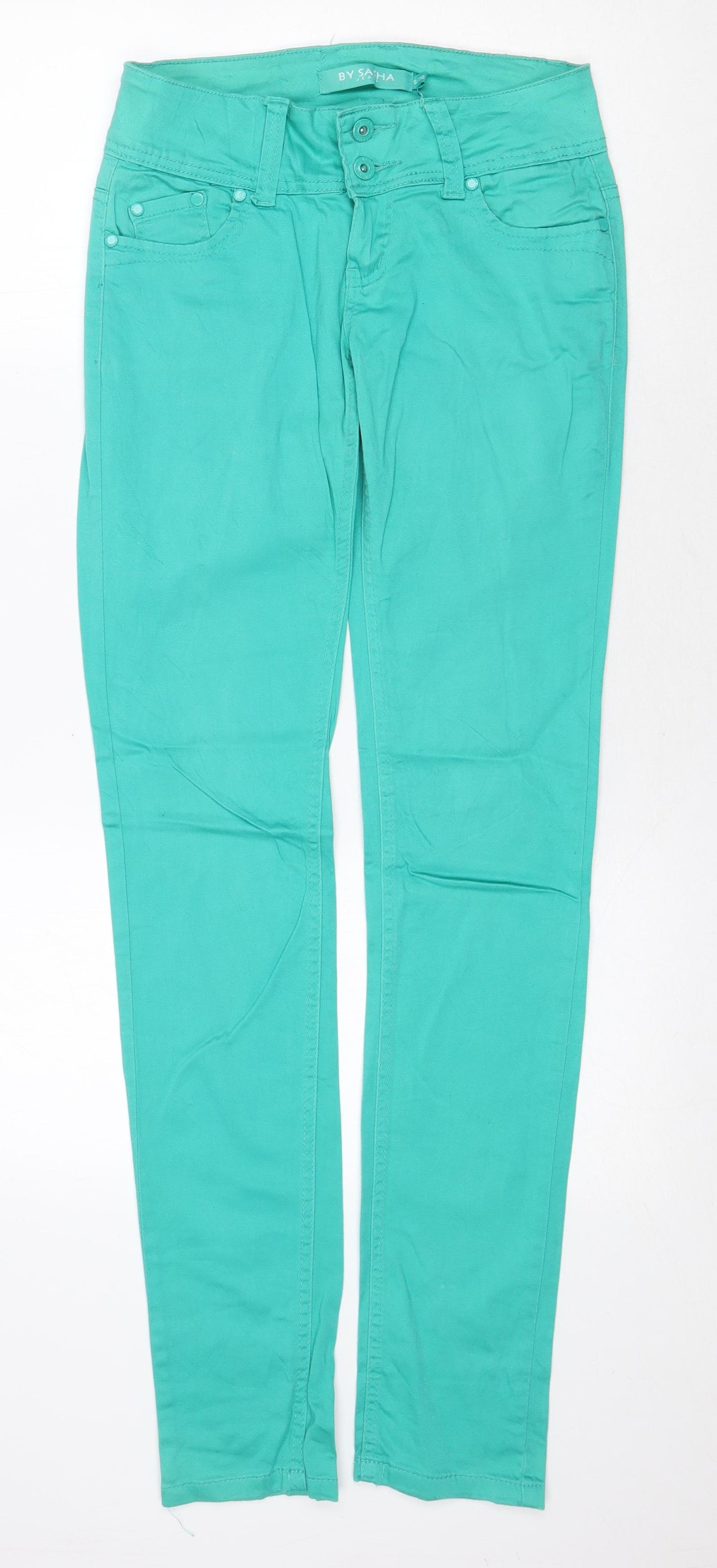 By Sasha Womens Green Cotton Skinny Jeans Size 8 Regular Zip