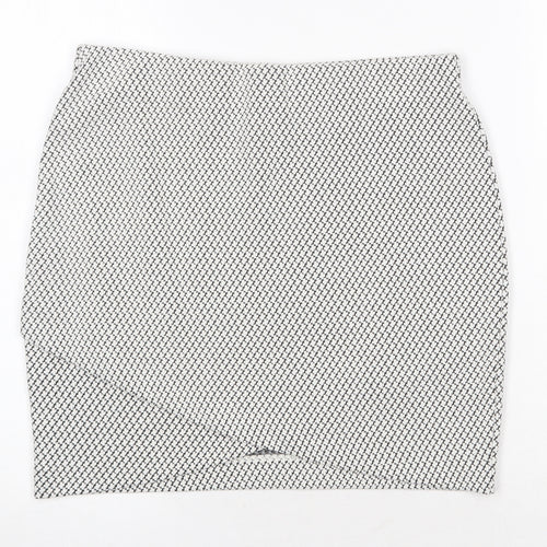 H&M Womens White Geometric Cotton Mini Skirt Size S