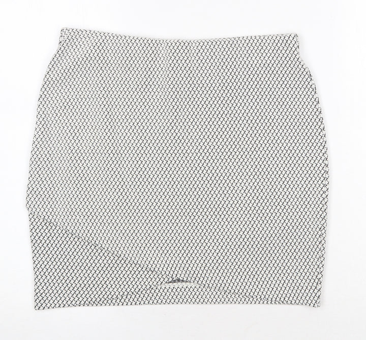 H&M Womens White Geometric Cotton Mini Skirt Size S