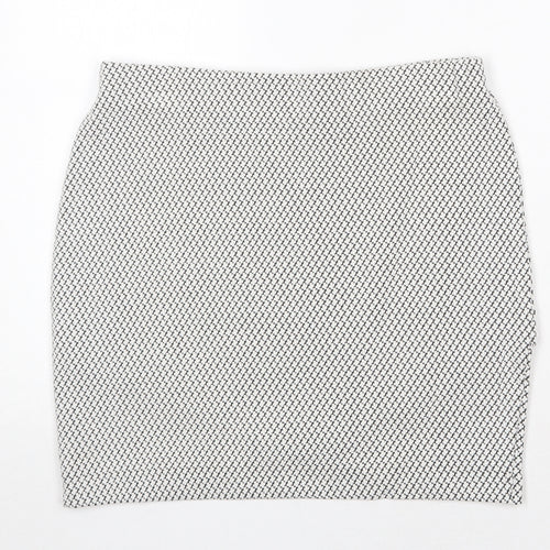 H&M Womens White Geometric Cotton Mini Skirt Size S