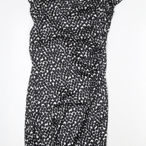 NW Collections Womens Black Geometric Polyester Pencil Dress Size 6 V-Neck Pullover
