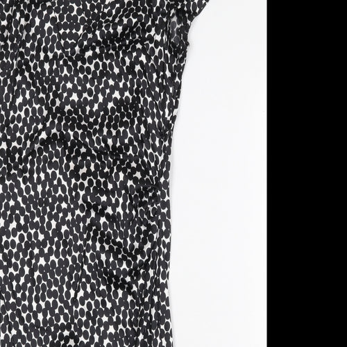 NW Collections Womens Black Geometric Polyester Pencil Dress Size 6 V-Neck Pullover