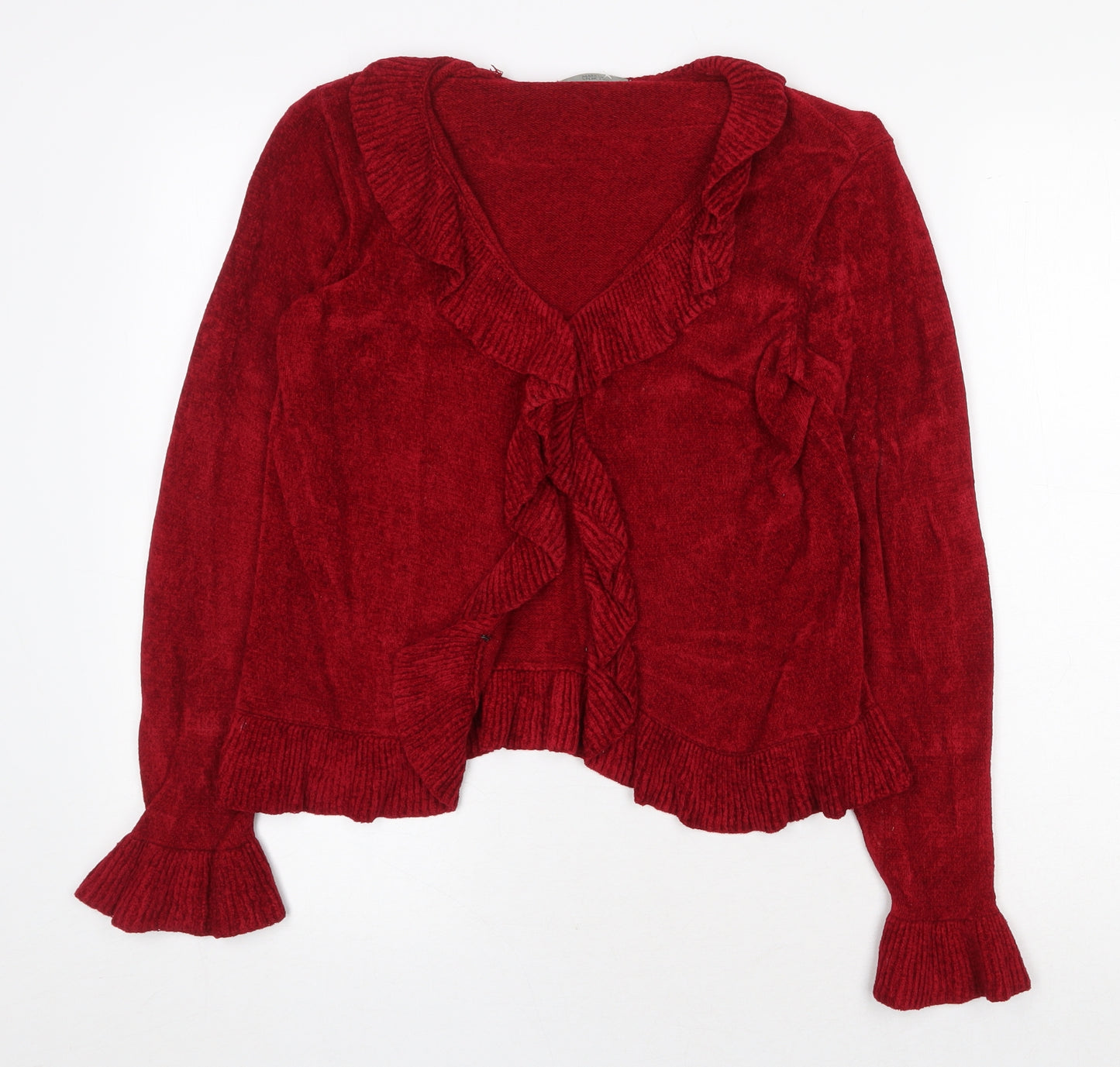 Marks and Spencer Womens Red V-Neck Viscose Cardigan Jumper Size 12