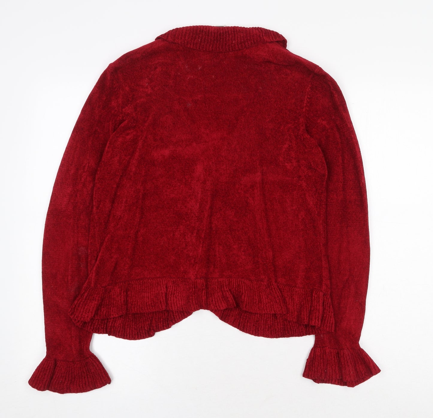 Marks and Spencer Womens Red V-Neck Viscose Cardigan Jumper Size 12