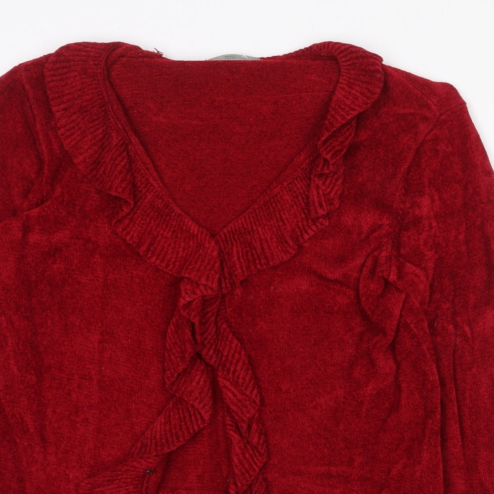 Marks and Spencer Womens Red V-Neck Viscose Cardigan Jumper Size 12