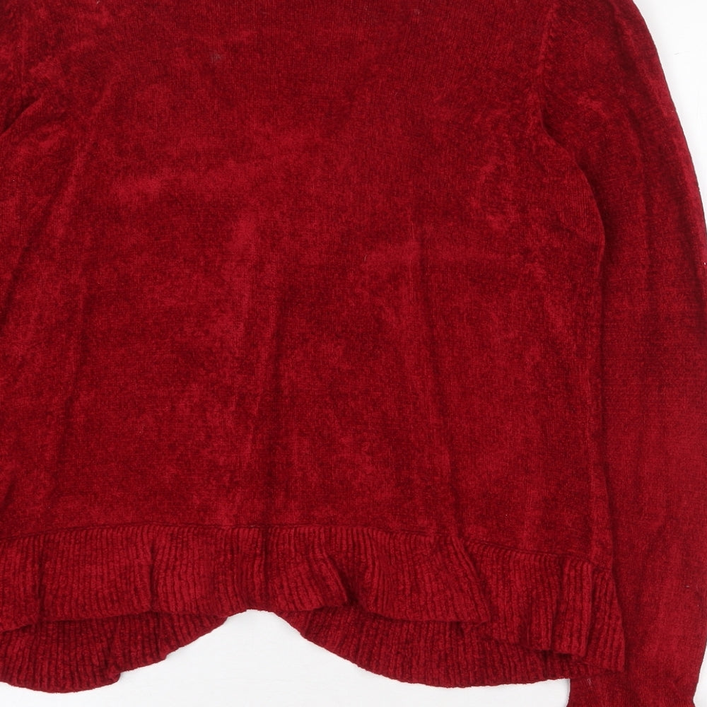 Marks and Spencer Womens Red V-Neck Viscose Cardigan Jumper Size 12