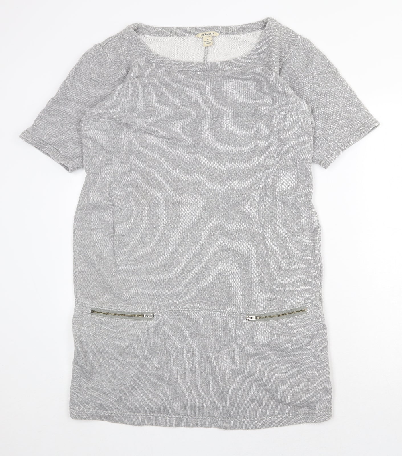 G.H. Bass & Co. Womens Grey 100% Cotton Shift Size M Boat Neck Pullover