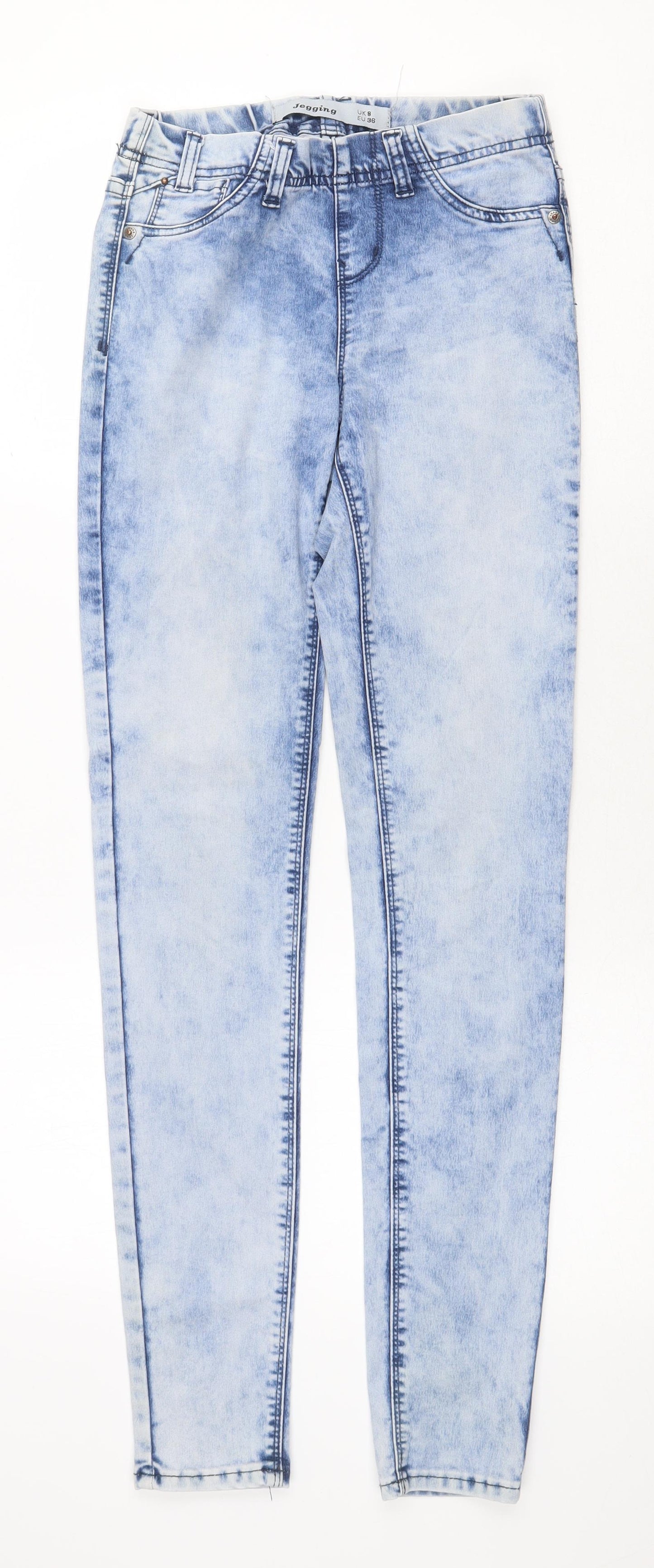 New Look Womens Blue Cotton Jegging Jeans Size 8 Regular - Acid Wash
