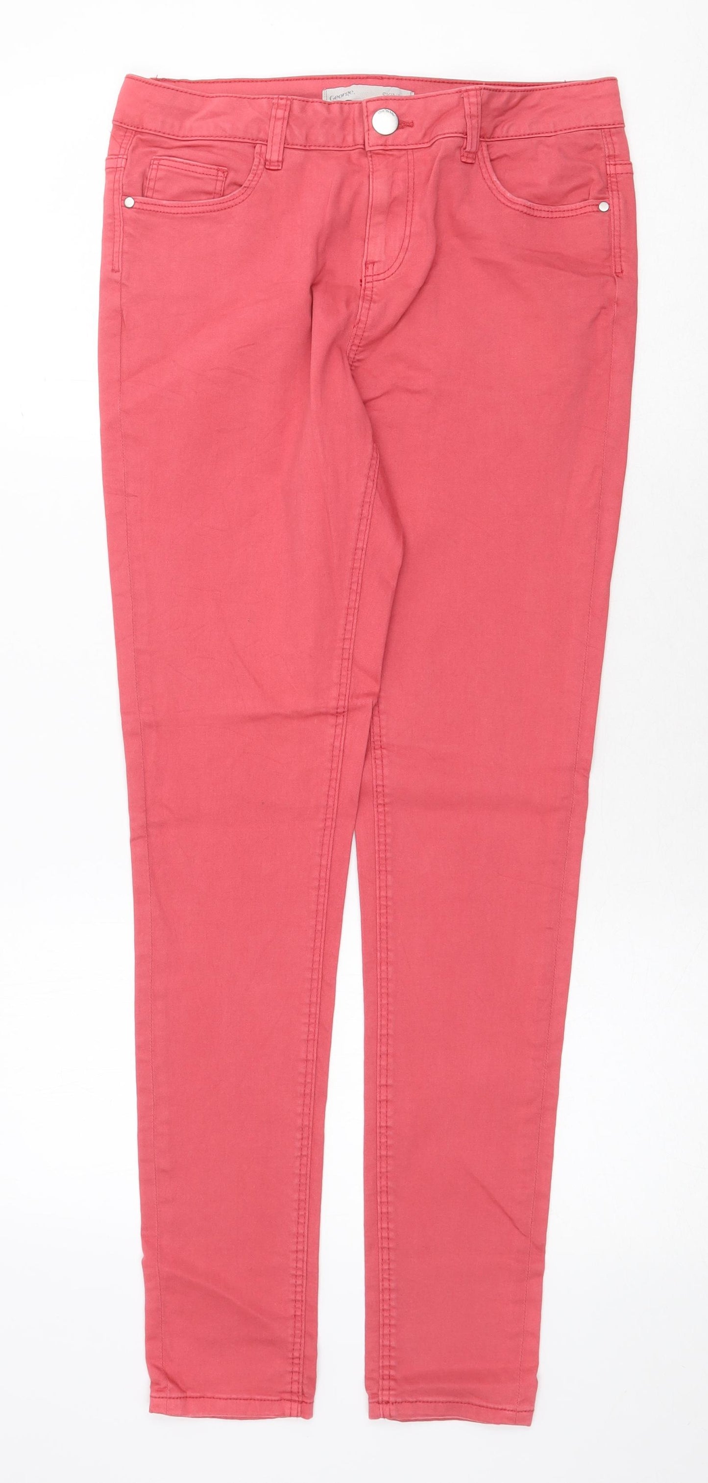 George Womens Pink Cotton Skinny Jeans Size 12 Regular Zip