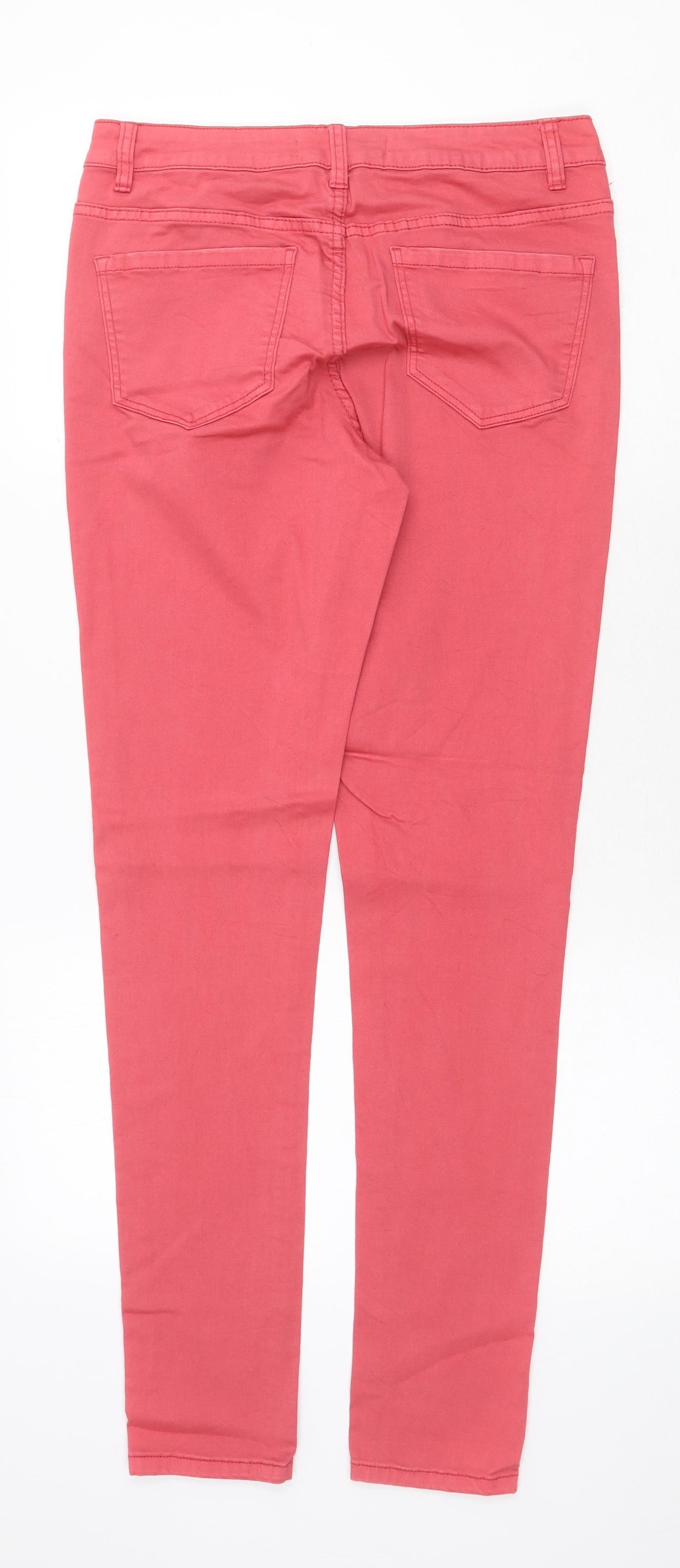 George Womens Pink Cotton Skinny Jeans Size 12 Regular Zip