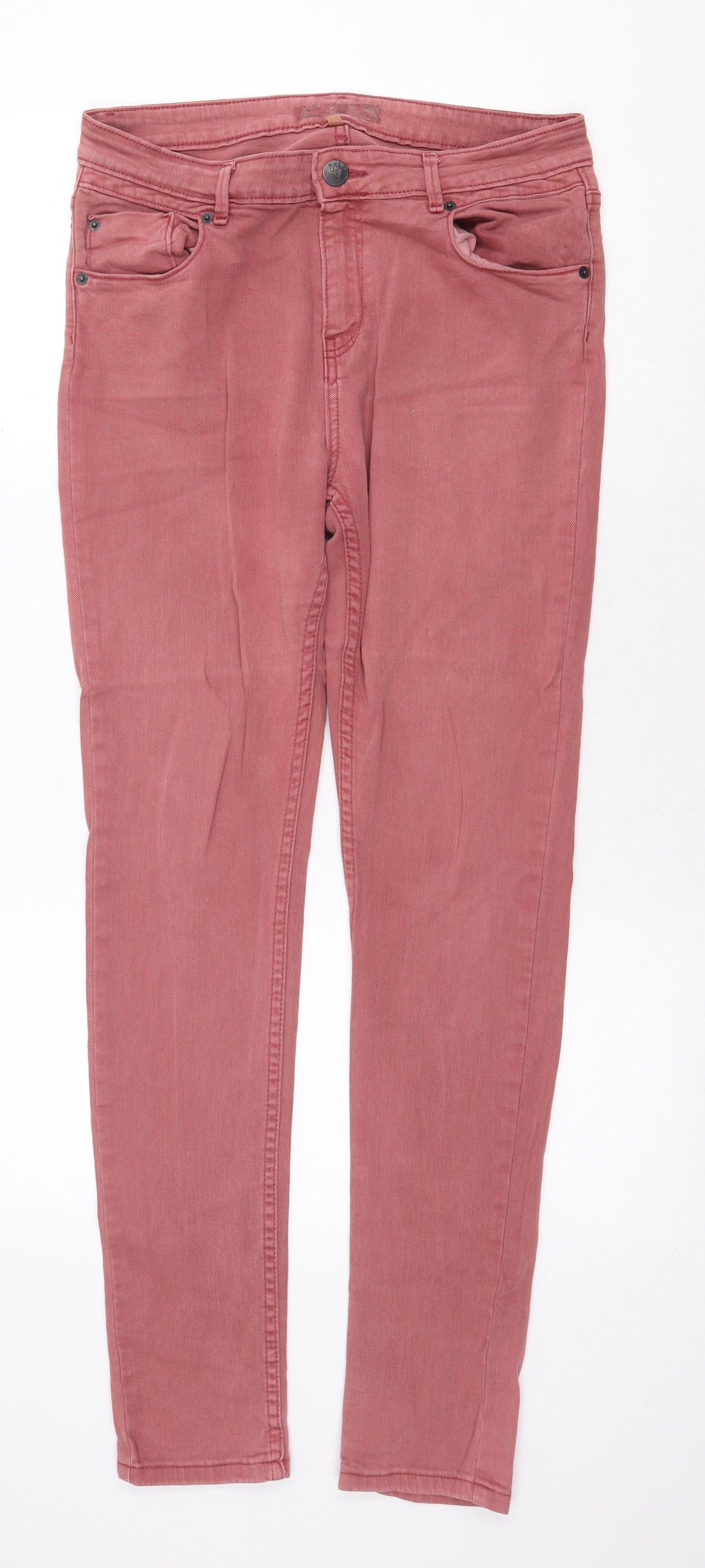 Topshop Womens Pink Cotton Skinny Jeans Size 32 in Regular Zip