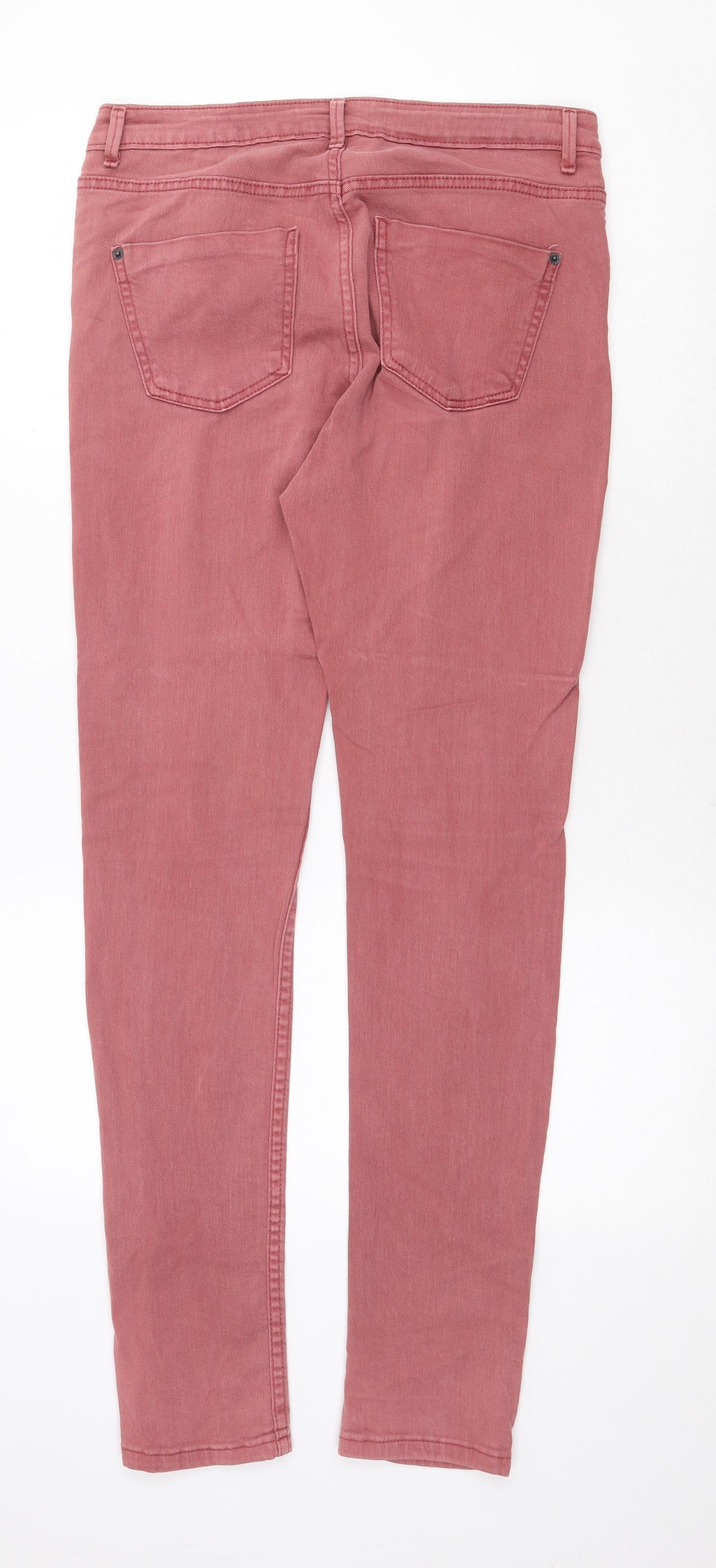 Topshop Womens Pink Cotton Skinny Jeans Size 32 in Regular Zip