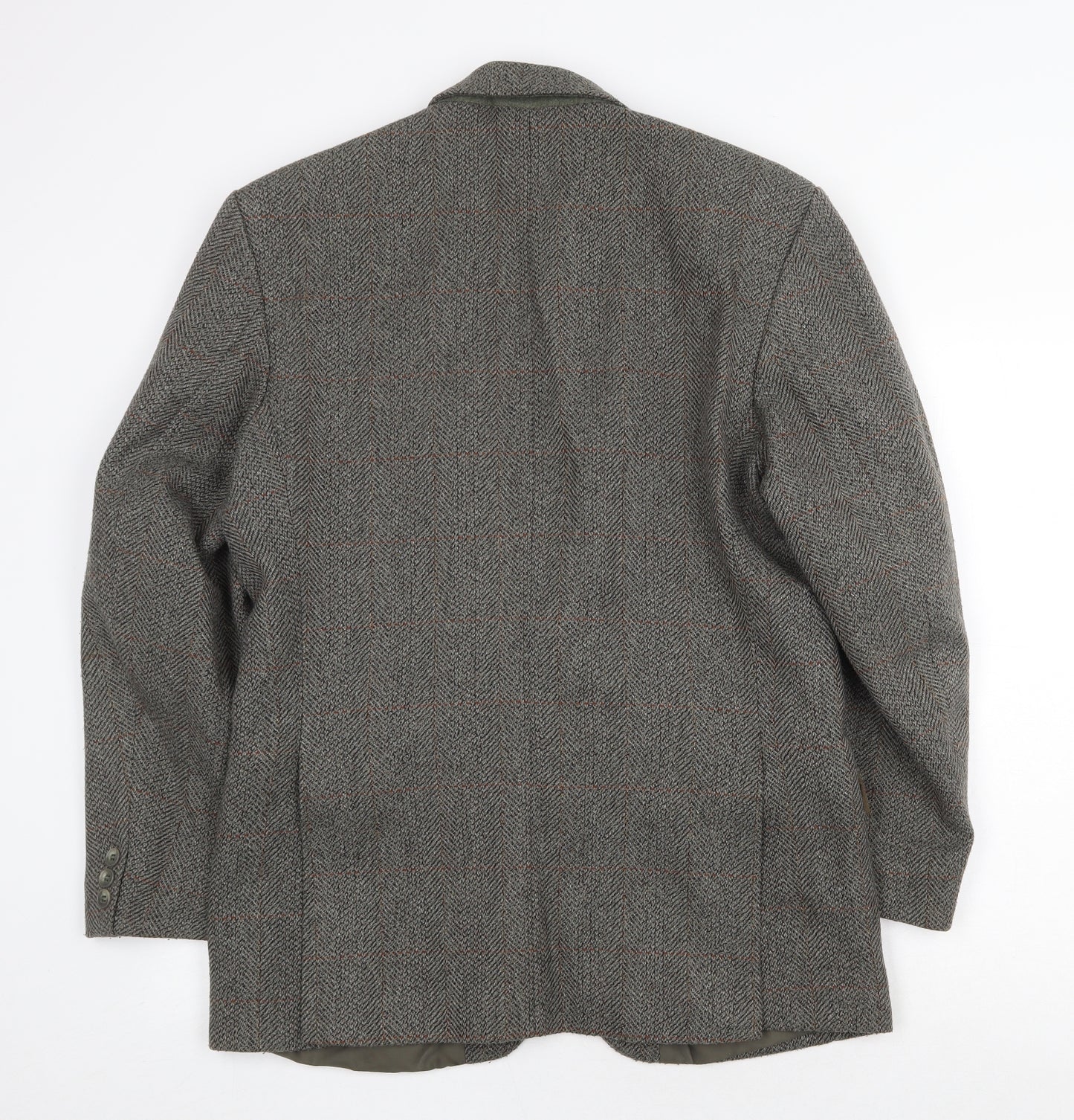 Greenwoods Mens Grey Herringbone Wool Jacket Suit Jacket Size 40 Regular