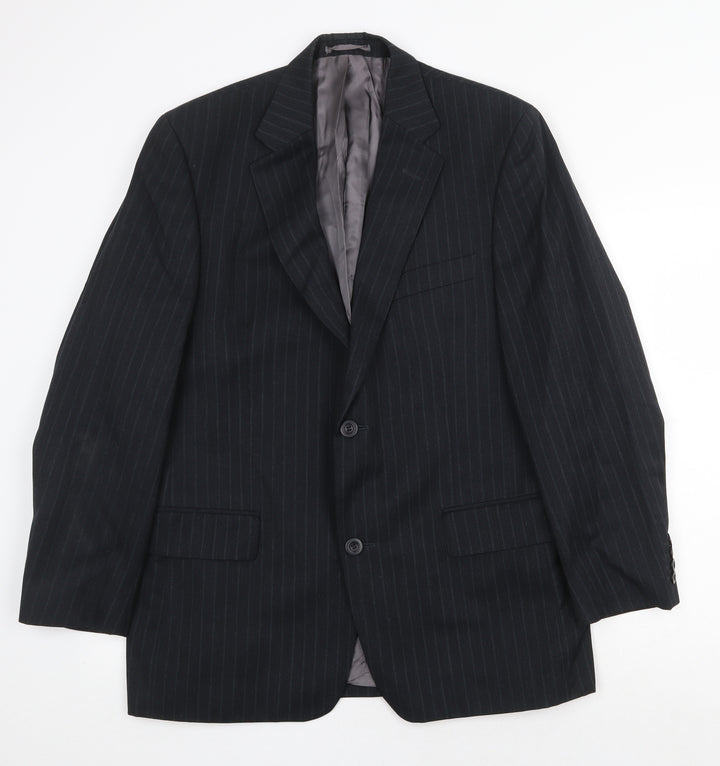 Daniel Grahame Mens Black Striped Polyester Jacket Suit Jacket Size 40 Regular