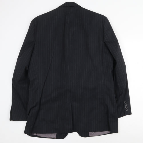 Daniel Grahame Mens Black Striped Polyester Jacket Suit Jacket Size 40 Regular