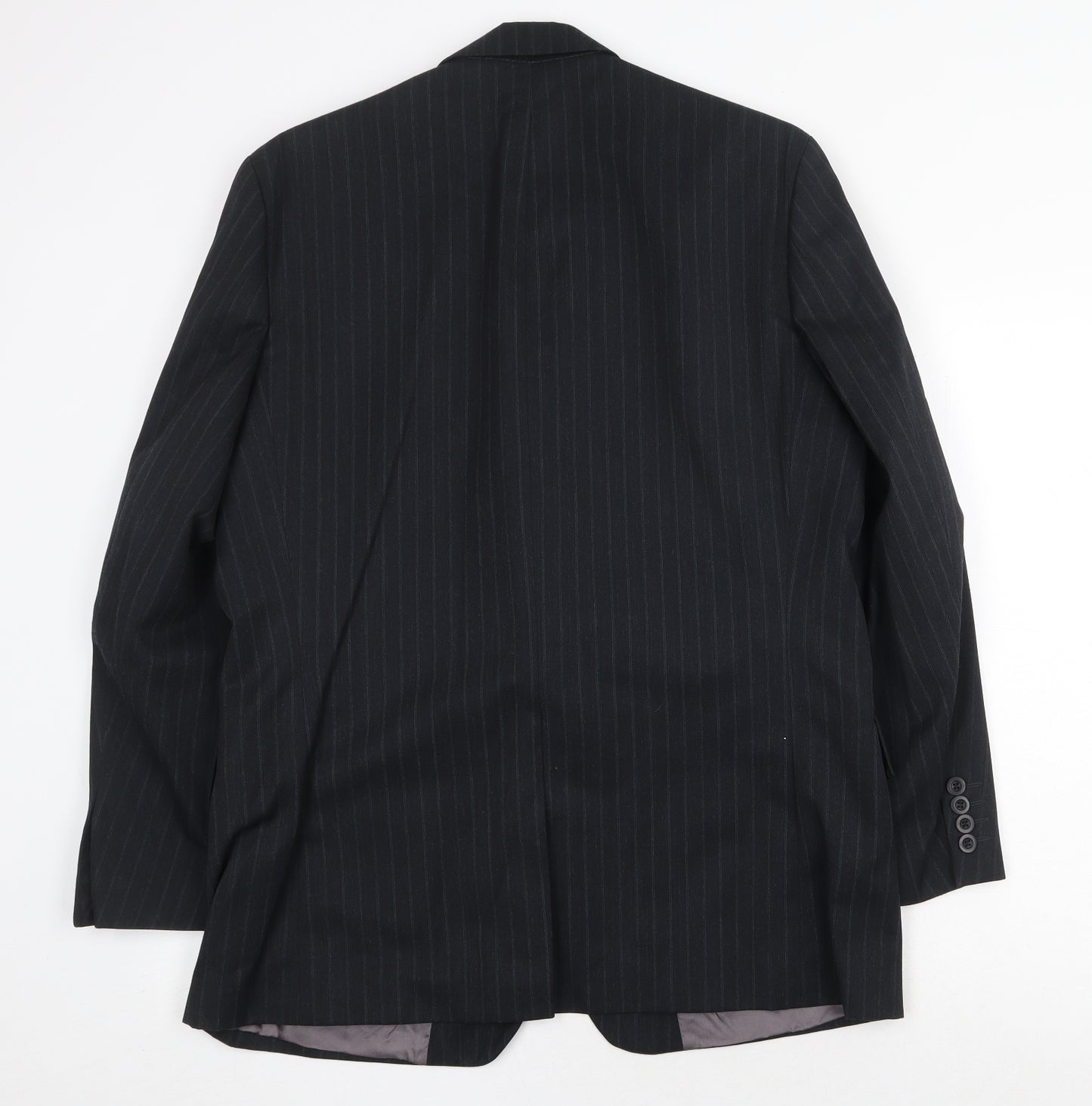 Daniel Grahame Mens Black Striped Polyester Jacket Suit Jacket Size 40 Regular