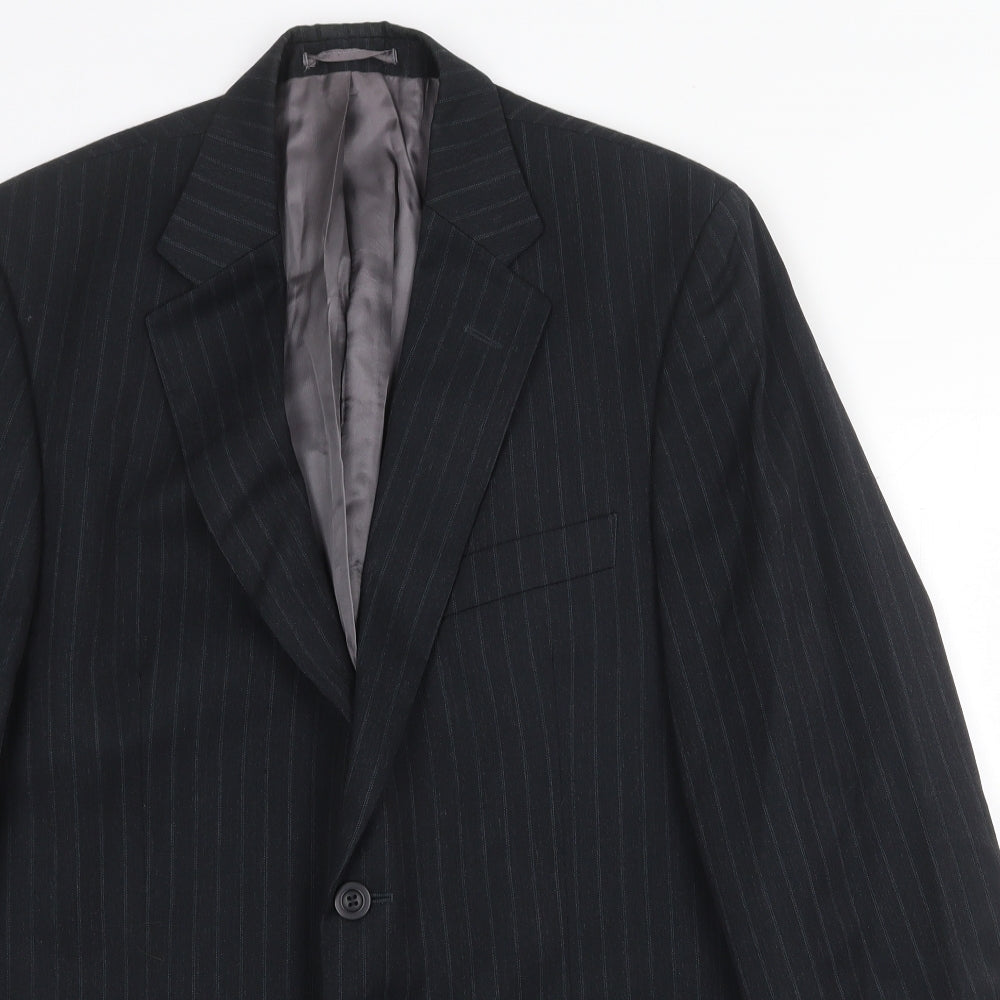 Daniel Grahame Mens Black Striped Polyester Jacket Suit Jacket Size 40 Regular
