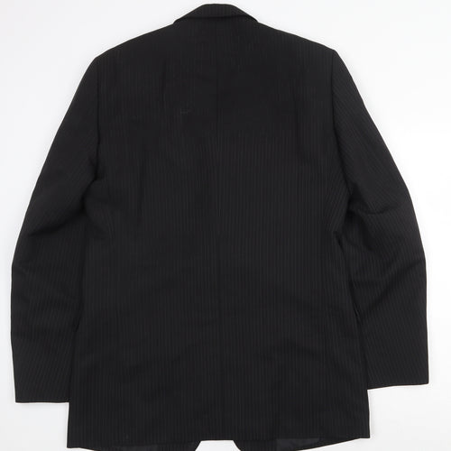 Taylor & Wright Mens Black Striped Polyester Jacket Suit Jacket Size 40 Regular