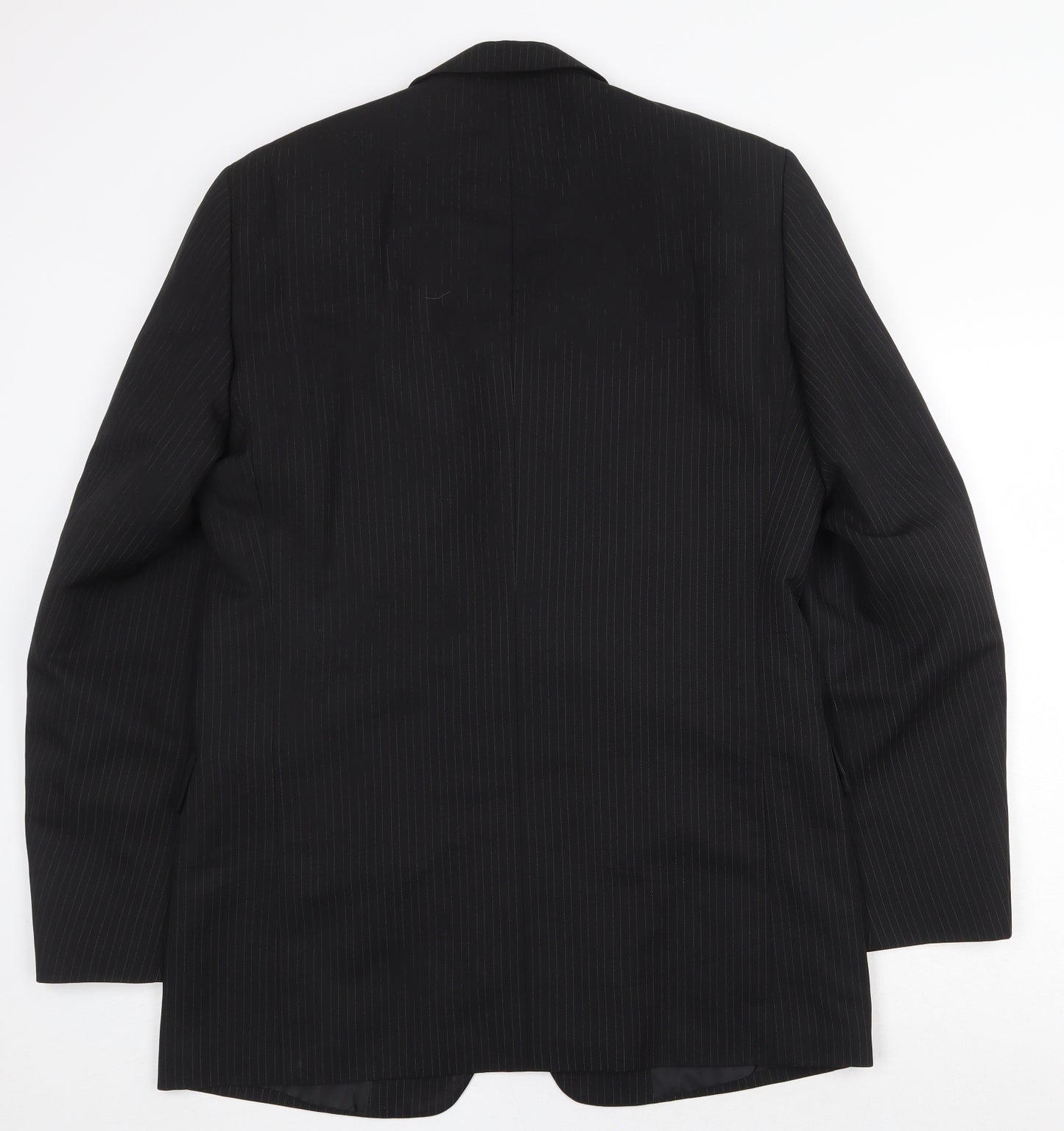 Taylor & Wright Mens Black Striped Polyester Jacket Suit Jacket Size 40 Regular
