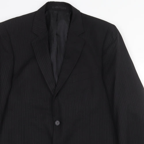 Taylor & Wright Mens Black Striped Polyester Jacket Suit Jacket Size 40 Regular