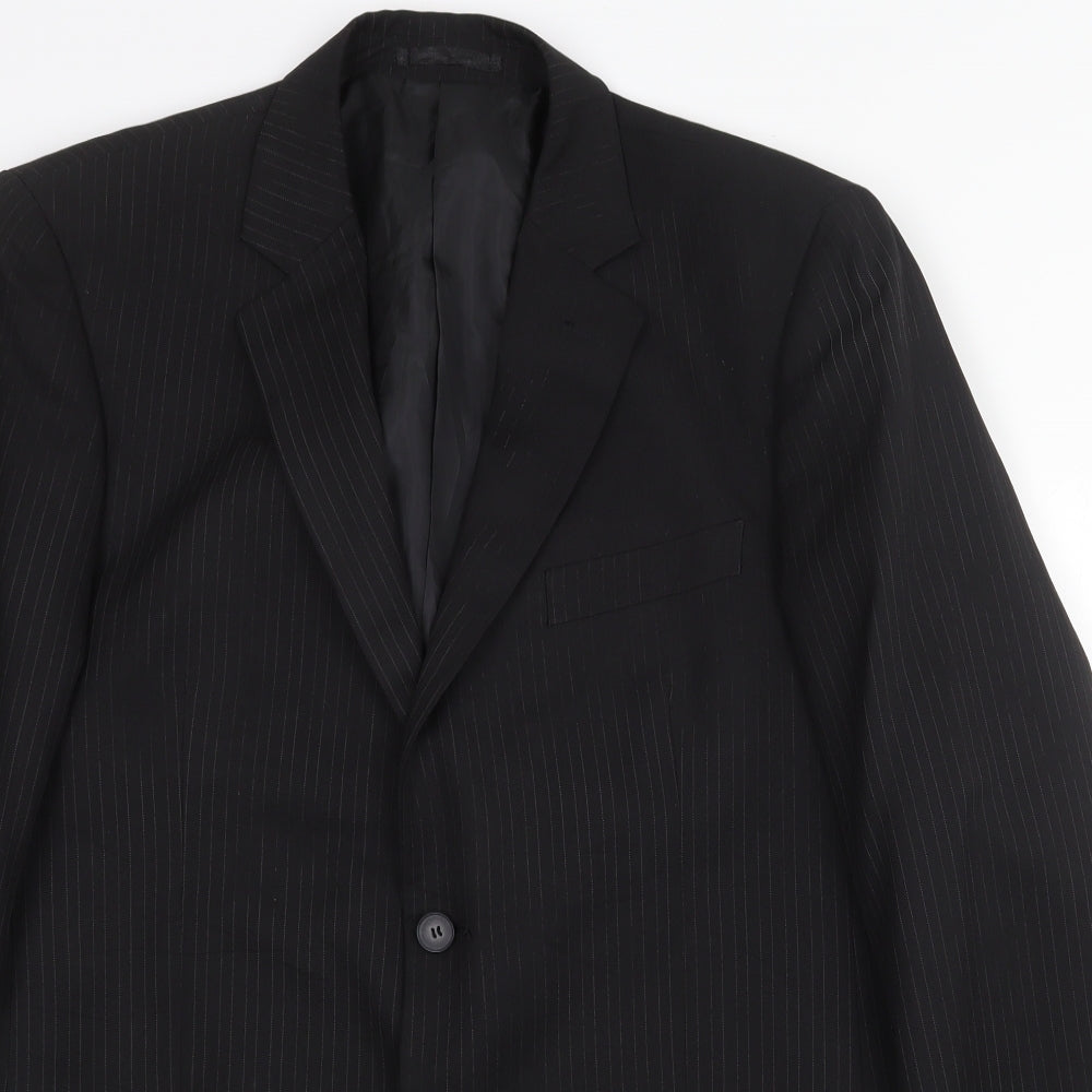 Taylor & Wright Mens Black Striped Polyester Jacket Suit Jacket Size 40 Regular