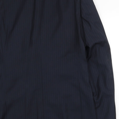 Butler & Webb Mens Blue Striped Polyester Jacket Suit Jacket Size 38 Regular