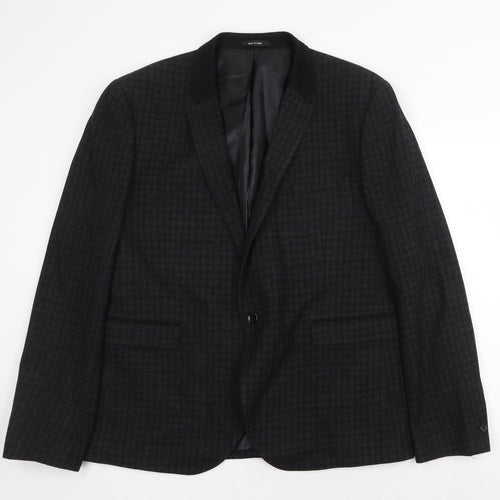 Cedar Wood State Mens Black Check Wool Jacket Blazer Size 2XL Regular