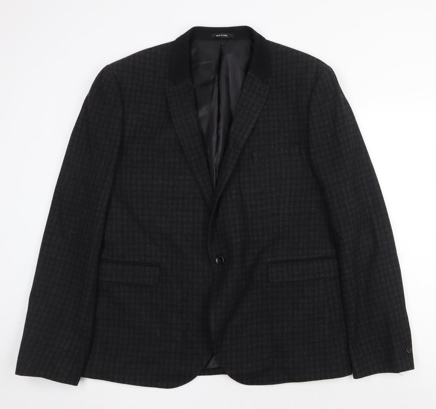 Cedar Wood State Mens Black Check Wool Jacket Blazer Size 2XL Regular