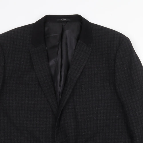 Cedar Wood State Mens Black Check Wool Jacket Blazer Size 2XL Regular