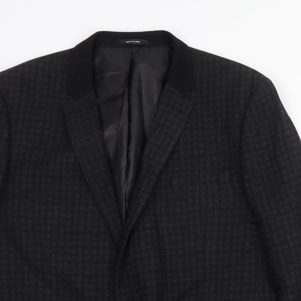 Cedar Wood State Mens Black Check Wool Jacket Blazer Size 2XL Regular