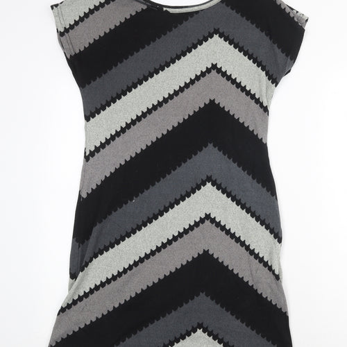 New York Laundry Womens Grey Geometric Polyester T-Shirt Dress Size S Boat Neck Pullover