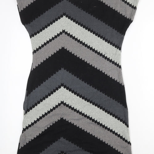 New York Laundry Womens Grey Geometric Polyester T-Shirt Dress Size S Boat Neck Pullover