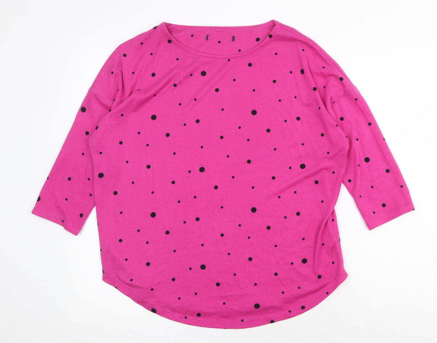 Preworn Womens Pink Round Neck Polka Dot Polyester Pullover Jumper Size 14