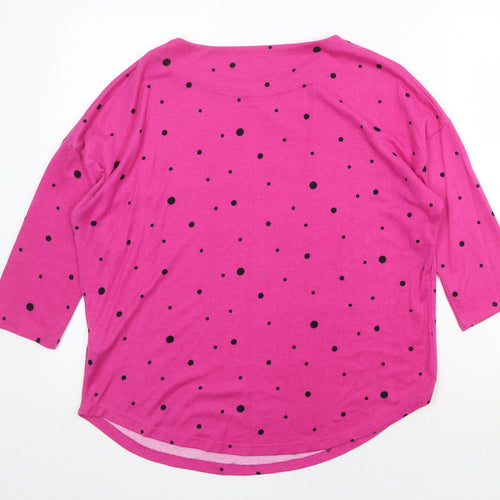 Preworn Womens Pink Round Neck Polka Dot Polyester Pullover Jumper Size 14