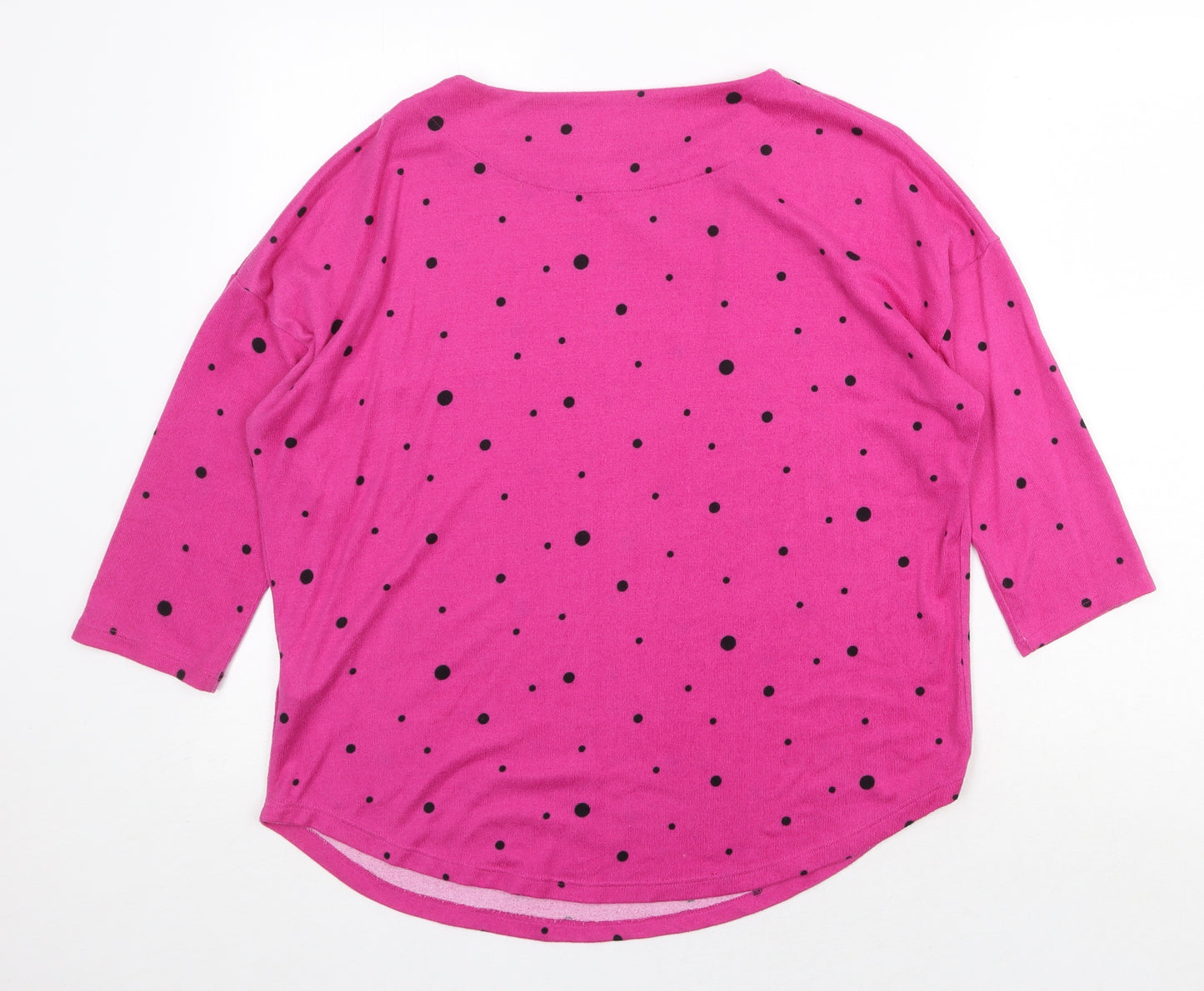 Preworn Womens Pink Round Neck Polka Dot Polyester Pullover Jumper Size 14