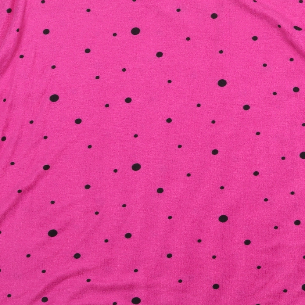 Preworn Womens Pink Round Neck Polka Dot Polyester Pullover Jumper Size 14