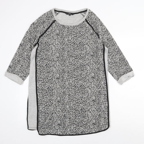 NEXT Womens Grey Geometric Cotton Shift Size 14 Scoop Neck Pullover