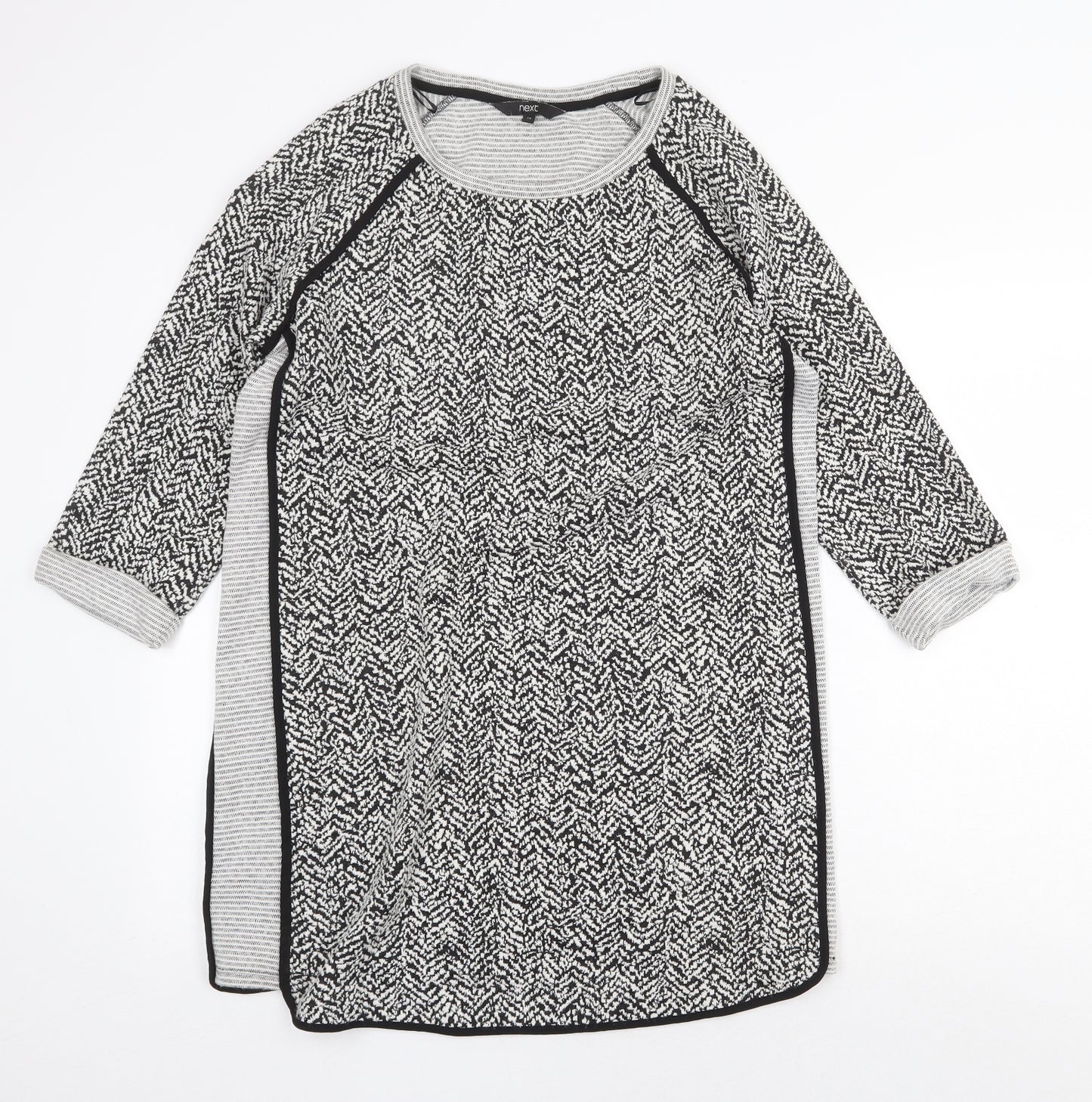 NEXT Womens Grey Geometric Cotton Shift Size 14 Scoop Neck Pullover