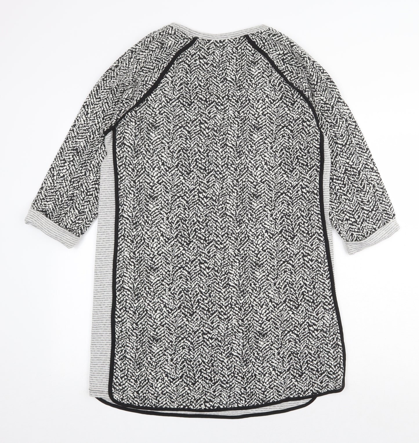 NEXT Womens Grey Geometric Cotton Shift Size 14 Scoop Neck Pullover