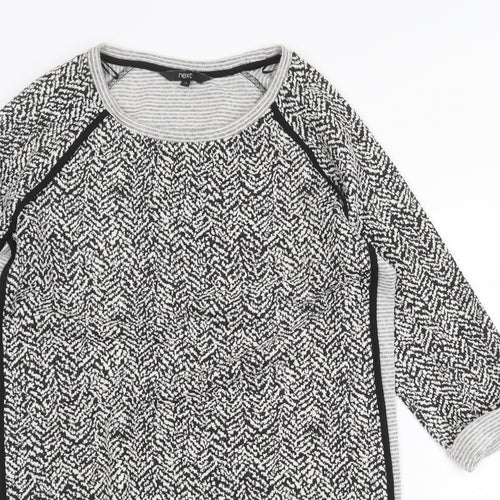 NEXT Womens Grey Geometric Cotton Shift Size 14 Scoop Neck Pullover