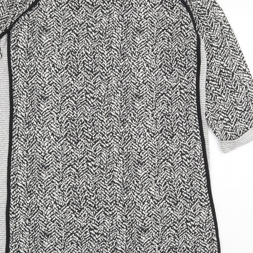 NEXT Womens Grey Geometric Cotton Shift Size 14 Scoop Neck Pullover